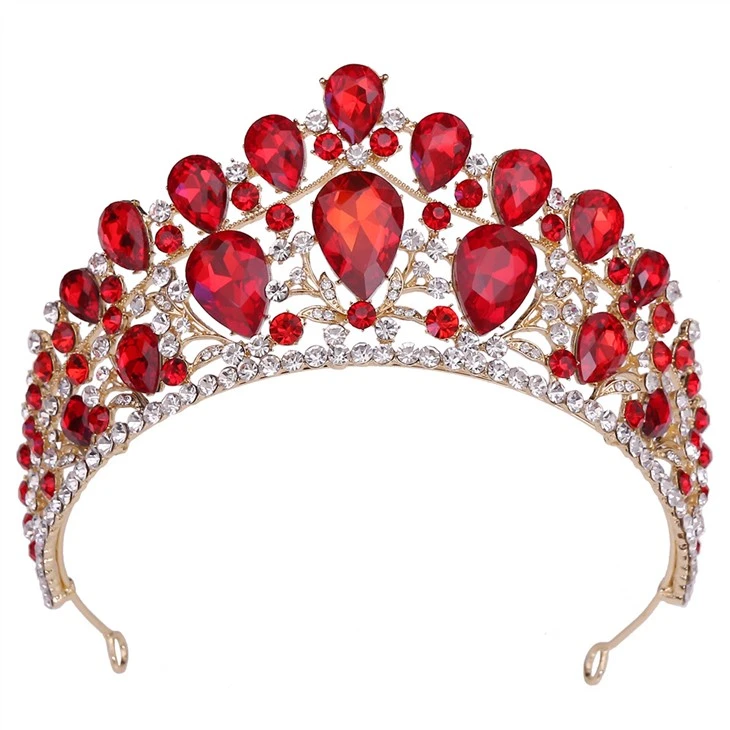 Nouveau diadème de Stock de diadème de couronne de cristal vert de conception et couronnes bleues pour la vente en gros